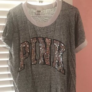 Pink silver t shirt